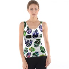 Leaves Watercolor Ornamental Decorative Design Women s Basic Tank Top by Simbadda