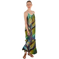 Tree Magical Colorful Abstract Metaphysical Cami Maxi Ruffle Chiffon Dress by Simbadda