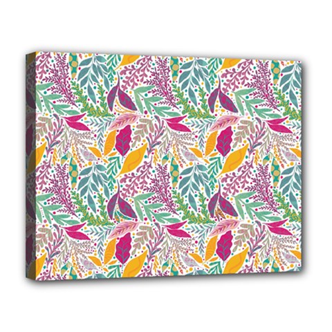 Leaves Colorful Leaves Seamless Design Leaf Canvas 14  X 11  (stretched) by Simbadda