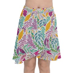 Leaves Colorful Leaves Seamless Design Leaf Chiffon Wrap Front Skirt by Simbadda