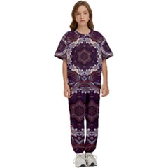 Rosette Kaleidoscope Mosaic Abstract Background Kids  Tee And Pants Sports Set by Simbadda