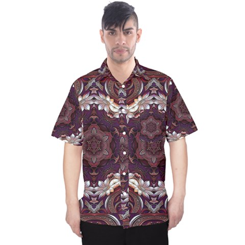 Rosette Kaleidoscope Mosaic Abstract Background Men s Hawaii Shirt by Simbadda