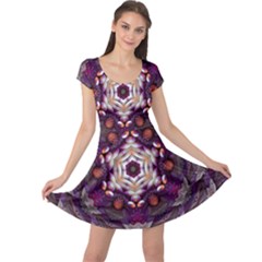 Rosette Kaleidoscope Mosaic Abstract Background Art Cap Sleeve Dress by Simbadda