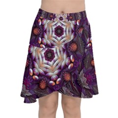 Rosette Kaleidoscope Mosaic Abstract Background Art Chiffon Wrap Front Skirt by Simbadda