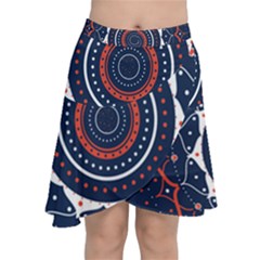 Mandala Orange Navy Chiffon Wrap Front Skirt by Simbadda