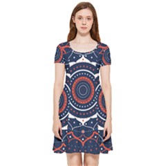 Mandala Orange Navy Inside Out Cap Sleeve Dress by Simbadda