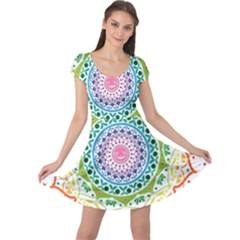 Mandala Pattern Rainbow Pride Cap Sleeve Dress by Simbadda