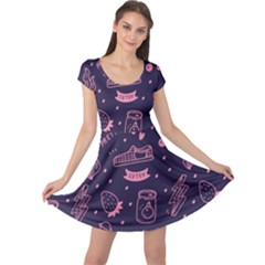 Various Cute Girly Stuff Seamless Pattern Cap Sleeve Dress by Simbadda