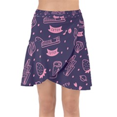 Various Cute Girly Stuff Seamless Pattern Wrap Front Skirt by Simbadda