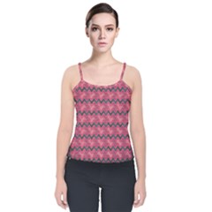 Background Pattern Structure Velvet Spaghetti Strap Top by Simbadda