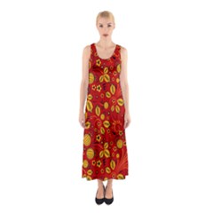 Seamless Pattern Slavic Folk Style Sleeveless Maxi Dress by Simbadda