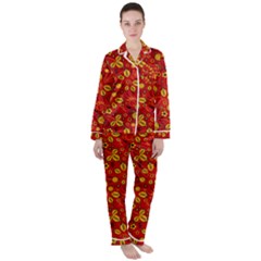 Seamless Pattern Slavic Folk Style Women s Long Sleeve Satin Pajamas Set	 by Simbadda