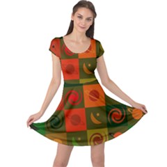 Space Pattern Multicolour Cap Sleeve Dress by Simbadda