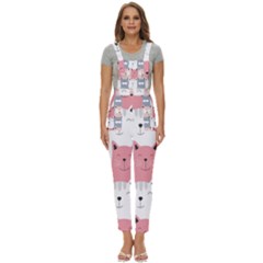 Cute Seamless Pattern With Cats Women s Pinafore Overalls Jumpsuit by Simbadda