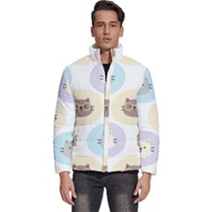 Cute Cat Seamless Pattern Background Men s Puffer Bubble Jacket Coat by Simbadda