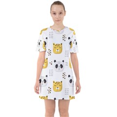 Seamless Pattern Cute Animals Sixties Short Sleeve Mini Dress by Simbadda