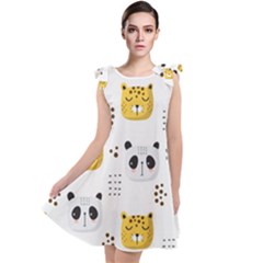 Seamless Pattern Cute Animals Tie Up Tunic Dress by Simbadda