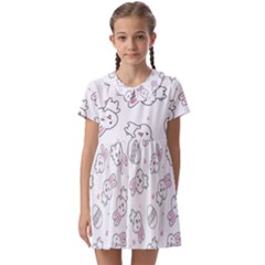 Cute Pattern With Easter Bunny Egg Kids  Asymmetric Collar Dress by Simbadda