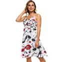 Red Lips Black Heels Pattern Sleeveless Tie Front Chiffon Dress View2