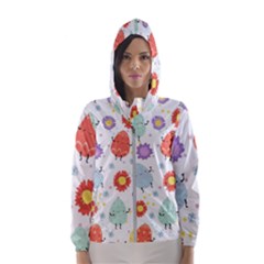 Easter Seamless Pattern With Cute Eggs Flowers Women s Hooded Windbreaker by Simbadda