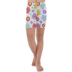 Easter Seamless Pattern With Cute Eggs Flowers Kids  Lightweight Velour Capri Yoga Leggings by Simbadda