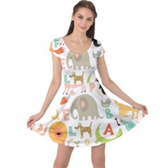 Children Alphabet Seamless Pattern Cap Sleeve Dress by Simbadda