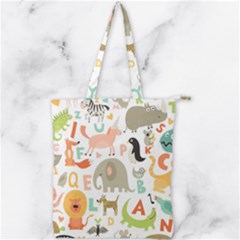 Children Alphabet Seamless Pattern Double Zip Up Tote Bag by Simbadda