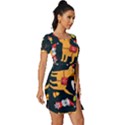 Funny Christmas Pattern Background Fitted Knot Split End Bodycon Dress View3