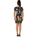 Funny Christmas Pattern Background Fitted Knot Split End Bodycon Dress View4