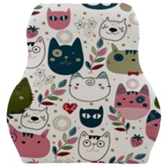 Pattern With Cute Cat Heads Car Seat Velour Cushion  by Simbadda