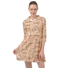 Cat Background Mini Skater Shirt Dress by Simbadda