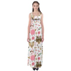 Pink Animals Pattern Empire Waist Maxi Dress by Simbadda