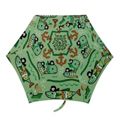 Seamless Pattern Fishes Pirates Cartoon Mini Folding Umbrellas by Simbadda