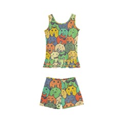 Seamless Pattern With Doodle Bunny Kids  Boyleg Swimsuit by Simbadda