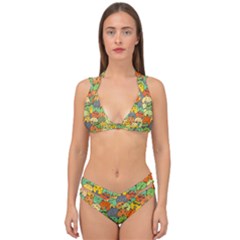 Seamless Pattern With Doodle Bunny Double Strap Halter Bikini Set by Simbadda