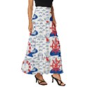 Nautical Cats Seamless Pattern Tiered Ruffle Maxi Skirt View3