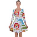 Seamless Pattern Vector With Animals Cartoon Quarter Sleeve Skater Dress View1