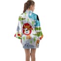 Seamless Pattern Vector With Animals Cartoon Long Sleeve Satin Kimono View2