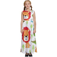 Seamless Pattern Vector With Animals Cartoon Kids  Satin Sleeveless Maxi Dress by Simbadda