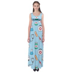 Medical Seamless Pattern Empire Waist Maxi Dress by Simbadda