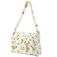 Vector Pattern With Cute Giraffe Cartoon Front Pocket Crossbody Bag