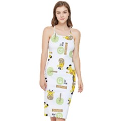 Vector Pattern With Cute Giraffe Cartoon Bodycon Cross Back Summer Dress by Simbadda