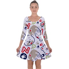 Animals Pattern Quarter Sleeve Skater Dress by Simbadda