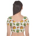 Background-with-owls-leaves-pattern Velvet Short Sleeve Crop Top  View2