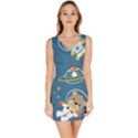 Seamless-pattern-funny-astronaut-outer-space-transportation Bodycon Dress View1