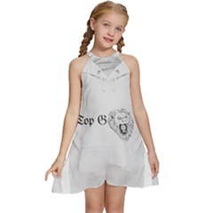 (2)dx Hoodie Kids  Halter Collar Waist Tie Chiffon Dress by Alldesigners