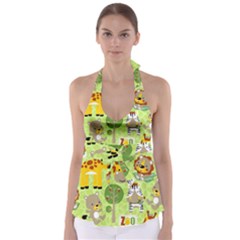 Funny Animals Cartoon Babydoll Tankini Top by Simbadda