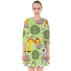 Funny Animals Cartoon Smock Dress by Simbadda