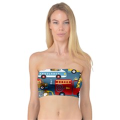 Seamless Pattern Vehicles Cartoon With Funny Drivers Bandeau Top by Simbadda