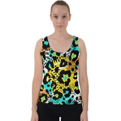 Seamless Leopard Wild Pattern Animal Print Velvet Tank Top by Simbadda